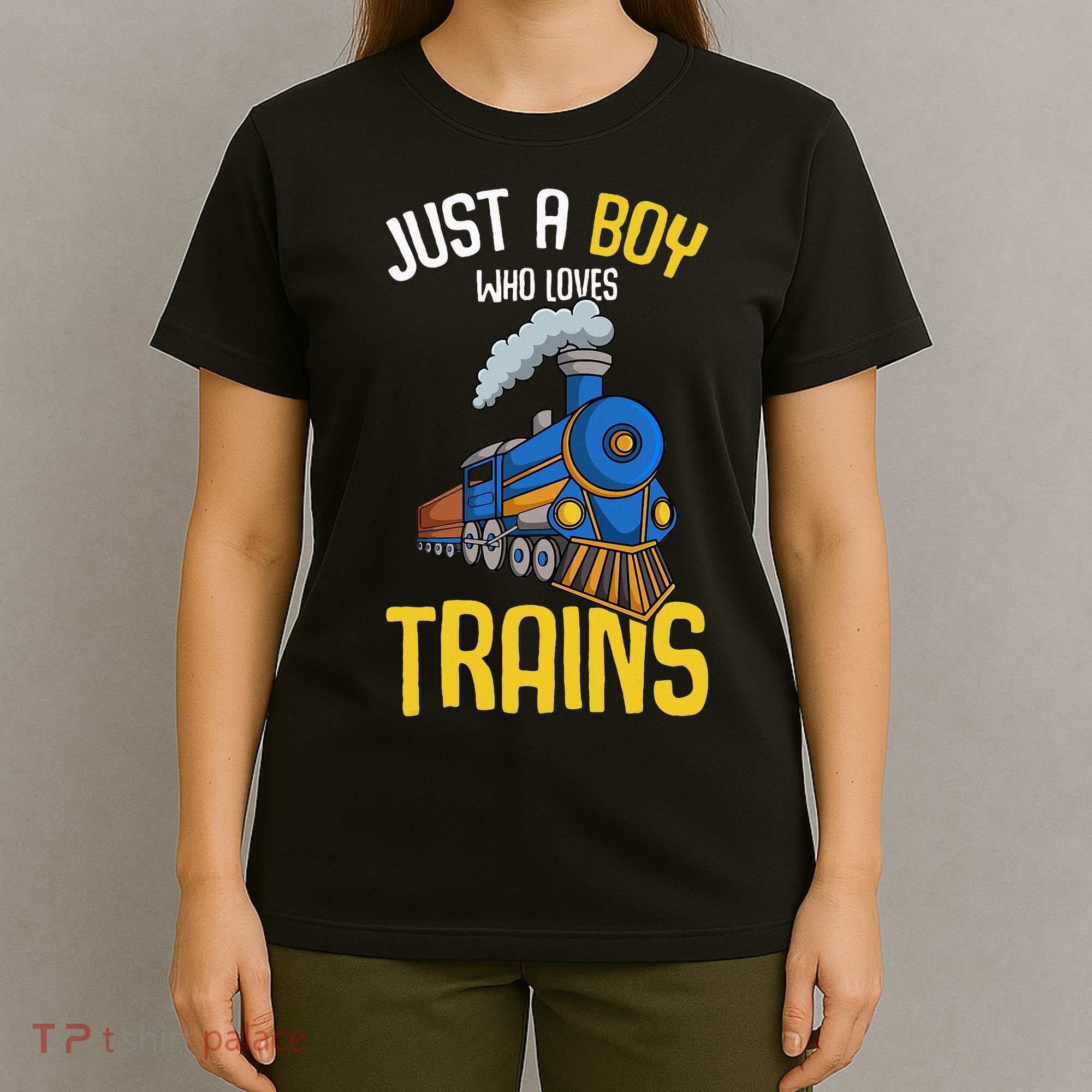 Just A Boy Who Loves Trains Locomotive Train T-Shirt
