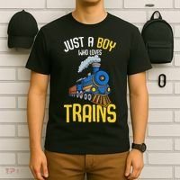 Just A Boy Who Loves Trains Locomotive Train T-Shirt thumb 6