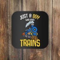 Just A Boy Who Loves Trains Locomotive Train Coaster thumb 0