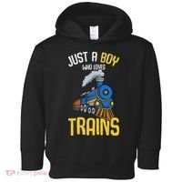 Just A Boy Who Loves Trains Locomotive Train Toddler Hoodie thumb 0