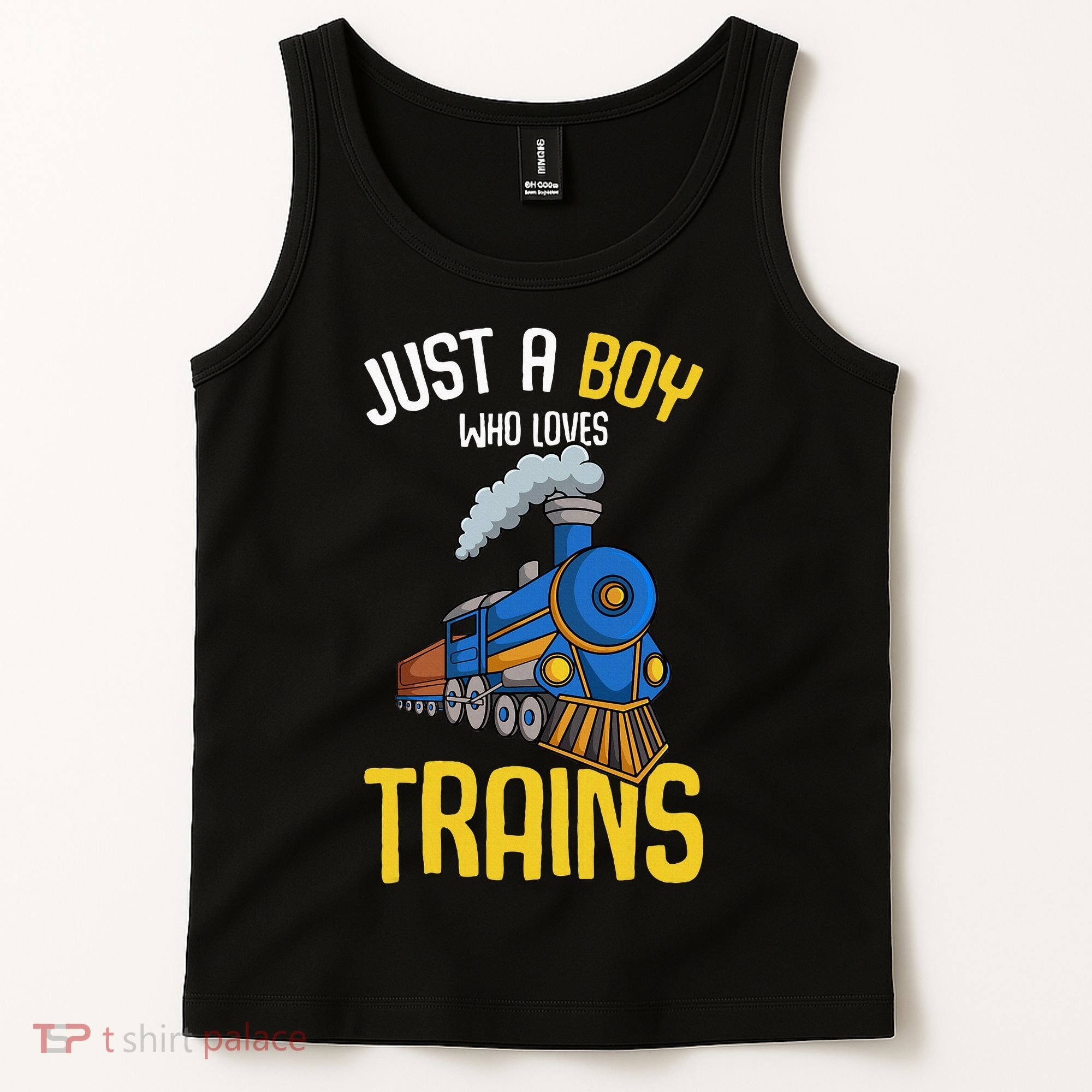 Just A Boy Who Loves Trains Locomotive Train Tank Top
