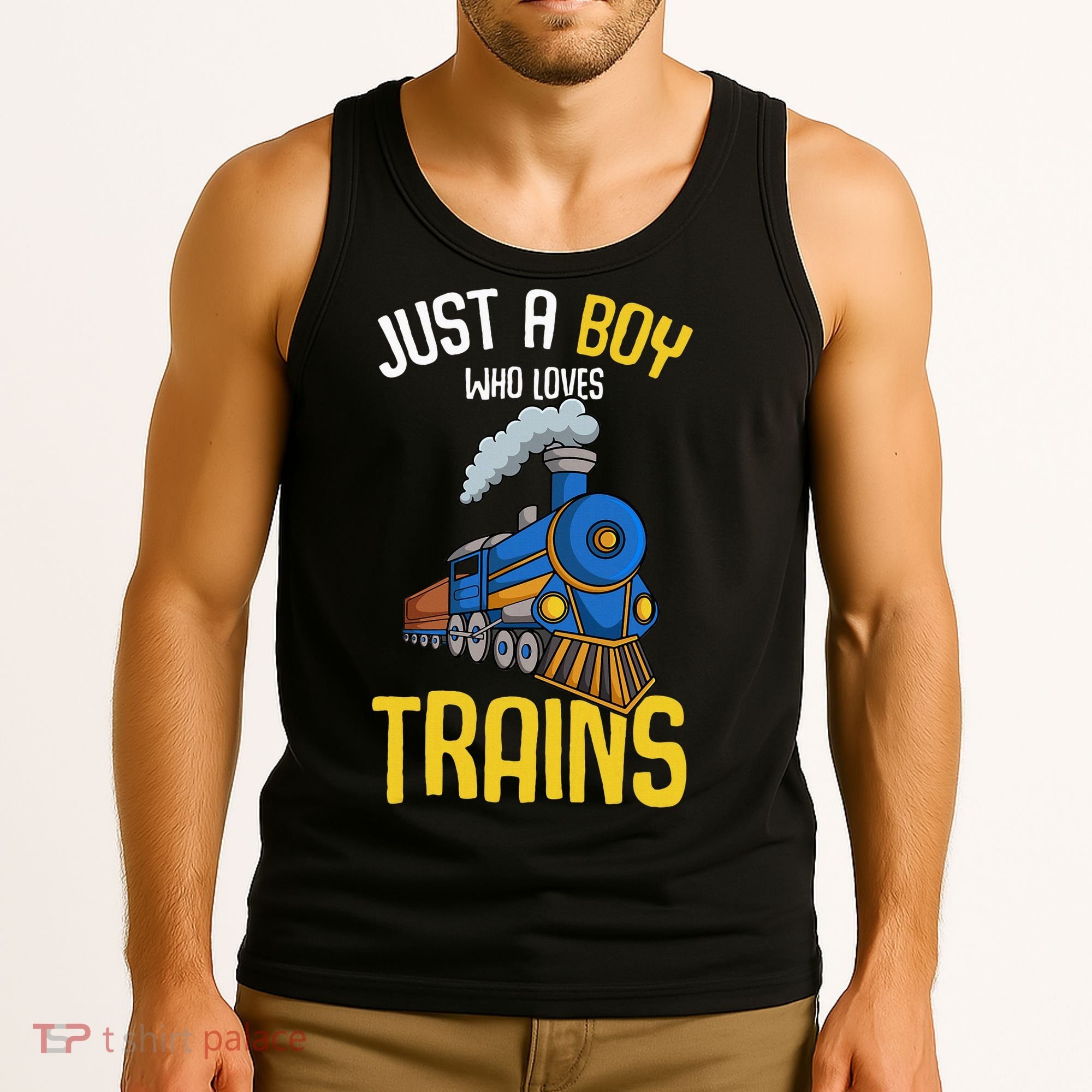 Just A Boy Who Loves Trains Locomotive Train Tank Top