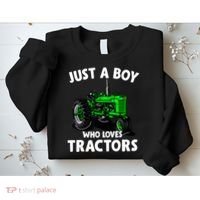 Just A Boy Who Loves Tractors Christmas Farm Life Sweatshirt thumb 2