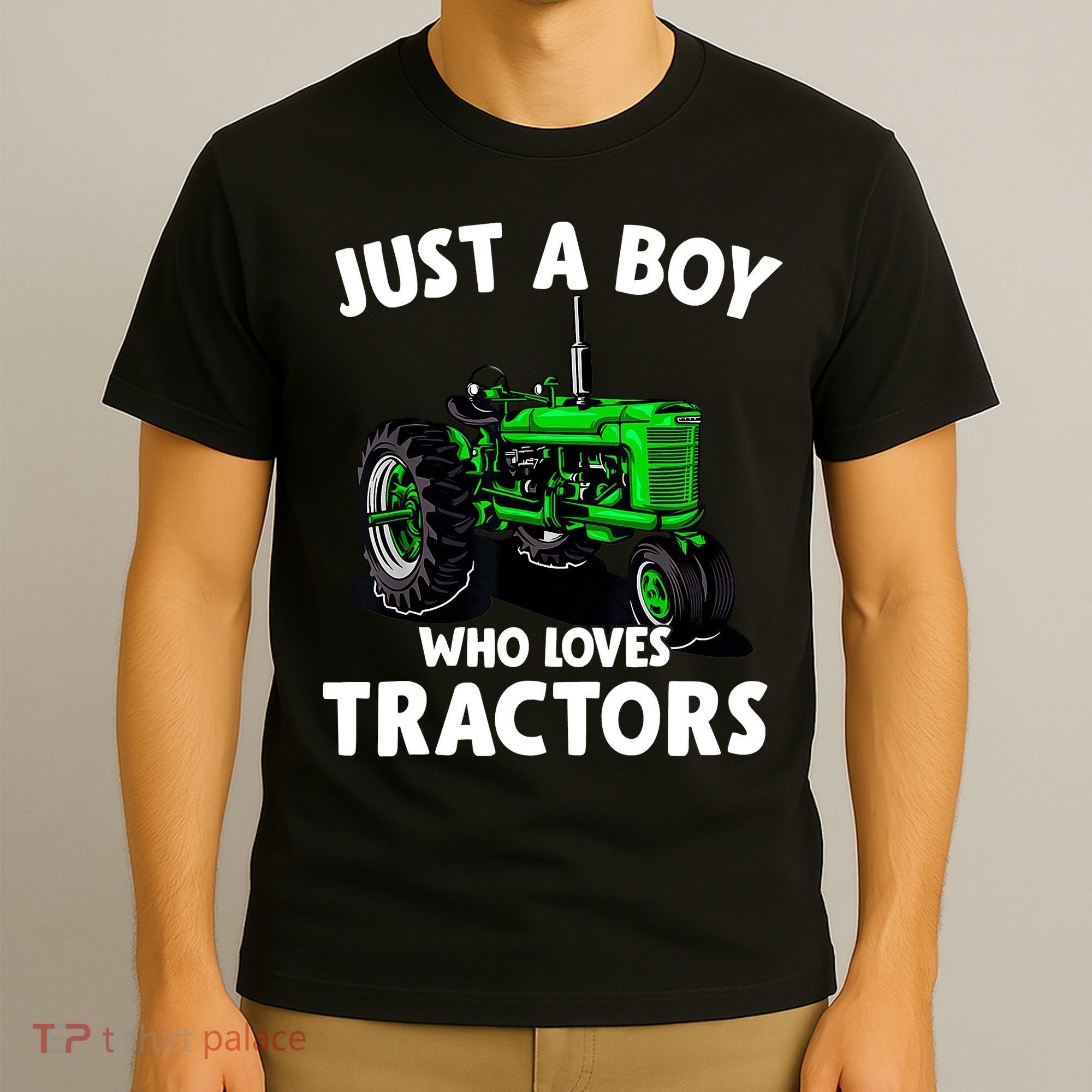 Just A Boy Who Loves Tractors Christmas Farm Life T-Shirt