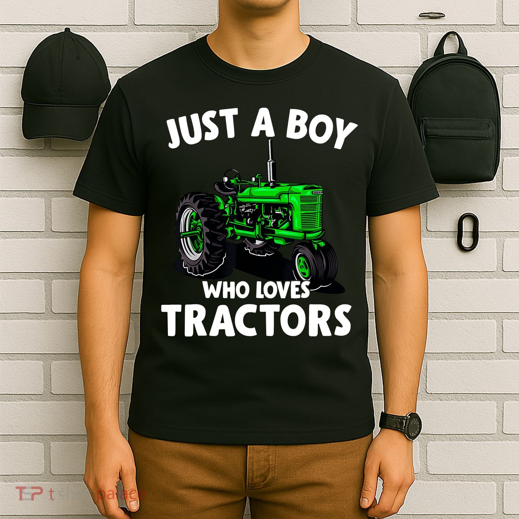 Just A Boy Who Loves Tractors Christmas Farm Life T-Shirt