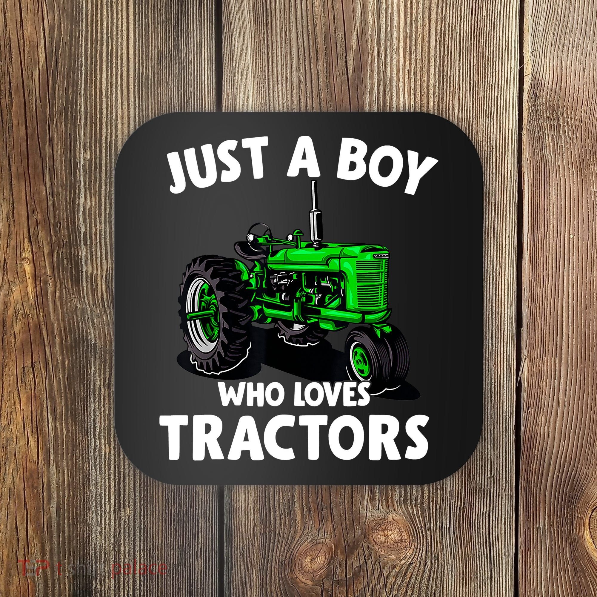 Just A Boy Who Loves Tractors Christmas Farm Life Coaster