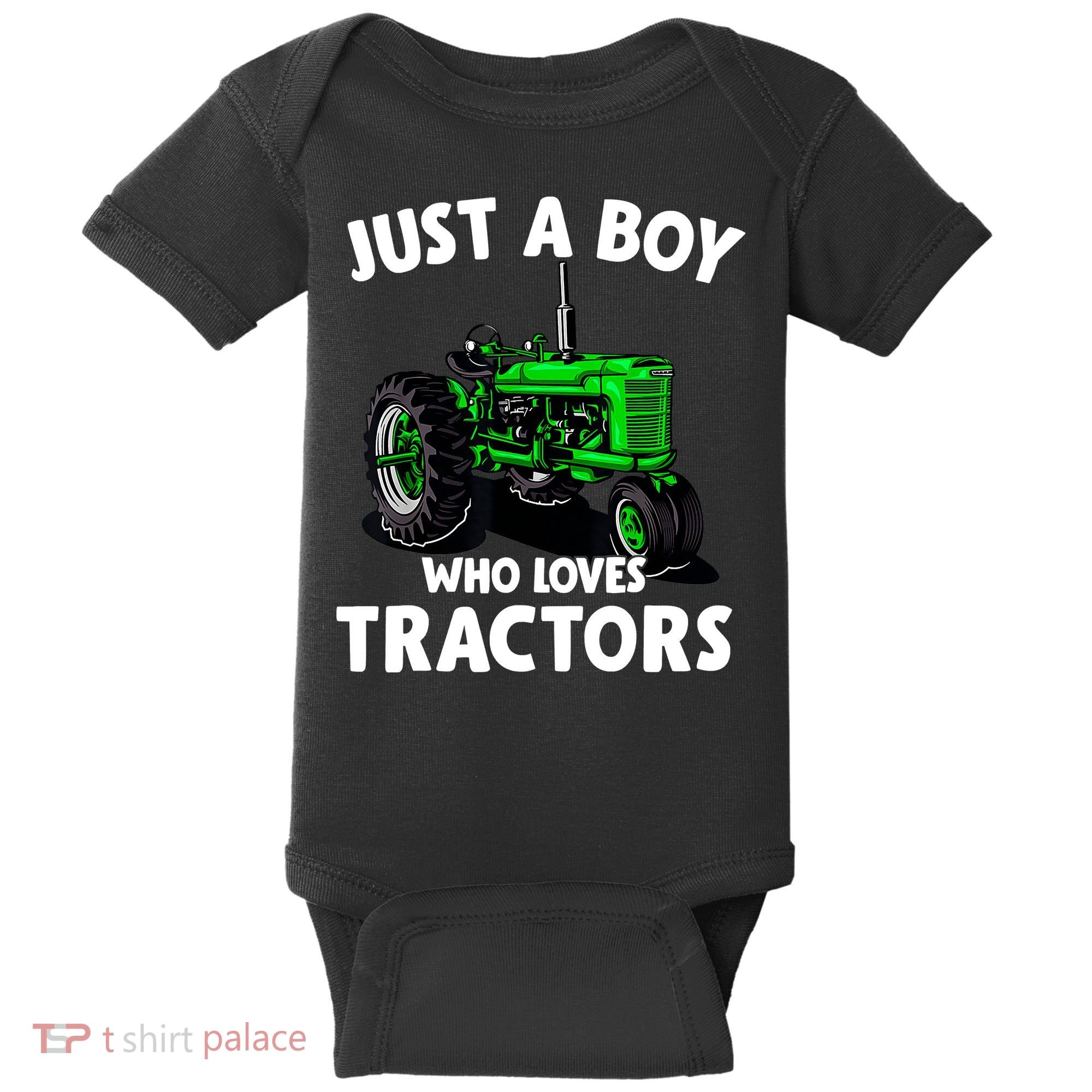 Just A Boy Who Loves Tractors Christmas Farm Life Baby Bodysuit