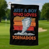 Just A Boy Who Loves Tornado Weather Storm Tornado Chaser Golf Towel thumb 1