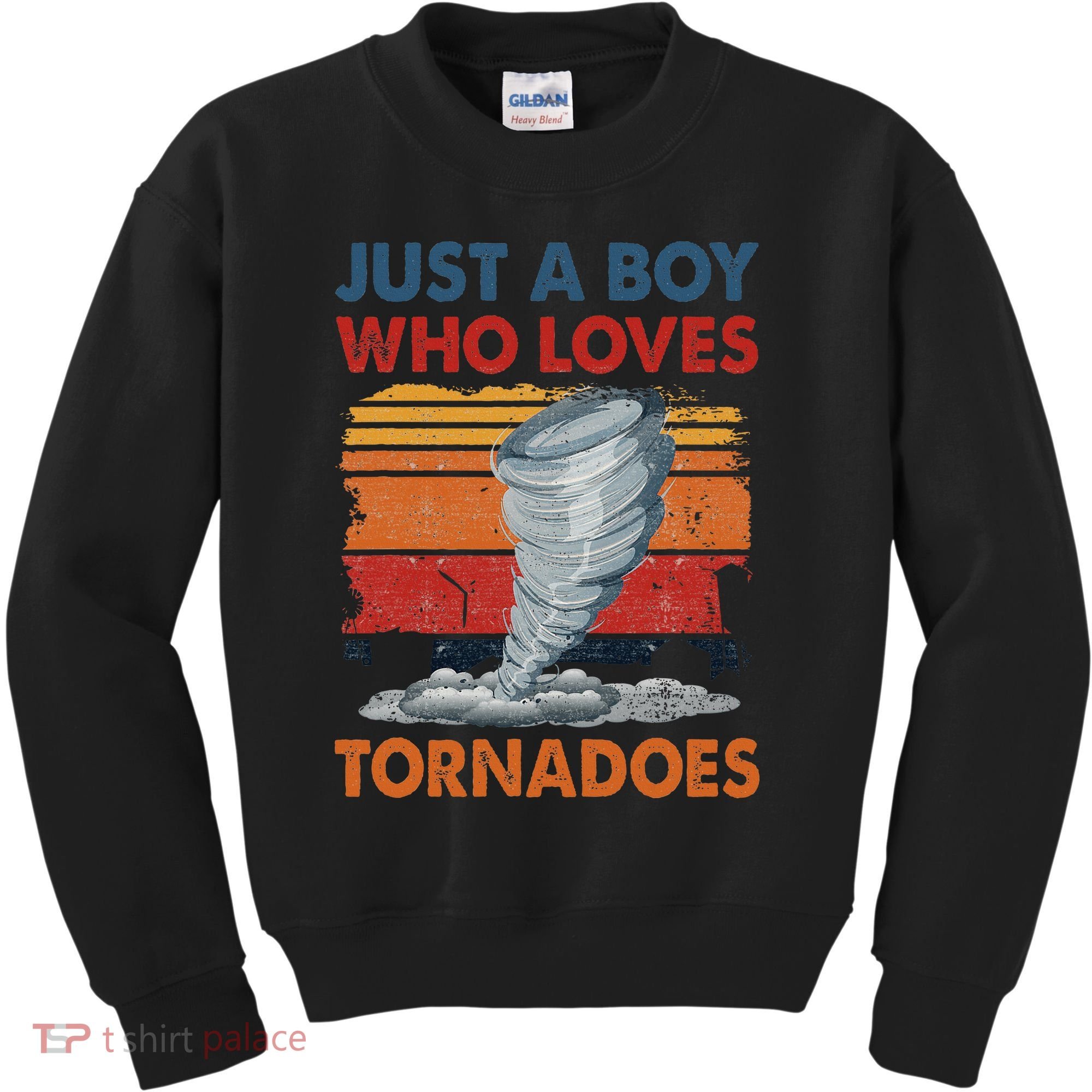 Just A Boy Who Loves Tornado Weather Storm Tornado Chaser Kids Sweatshirt
