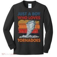 Just A Boy Who Loves Tornado Weather Storm Tornado Chaser Kids Long Sleeve Shirt thumb 0