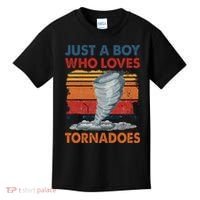 Just A Boy Who Loves Tornado Weather Storm Tornado Chaser Kids T-Shirt thumb 0