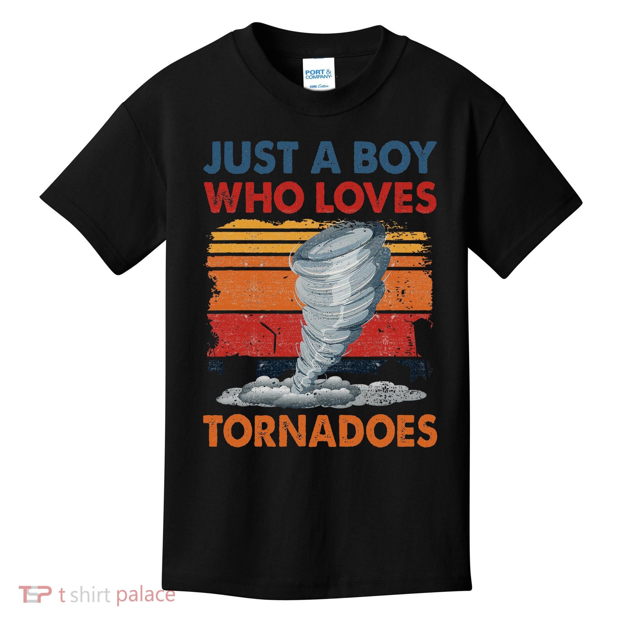 Just A Boy Who Loves Tornado Weather Storm Tornado Chaser Kids T-Shirt