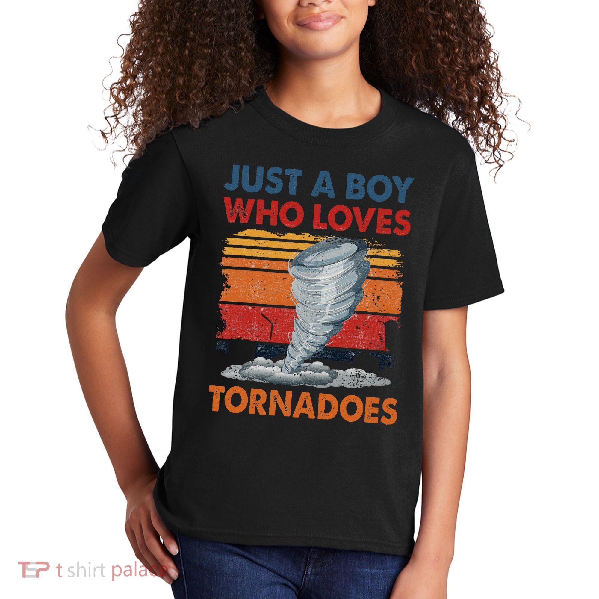 Just A Boy Who Loves Tornado Weather Storm Tornado Chaser Kids T-Shirt