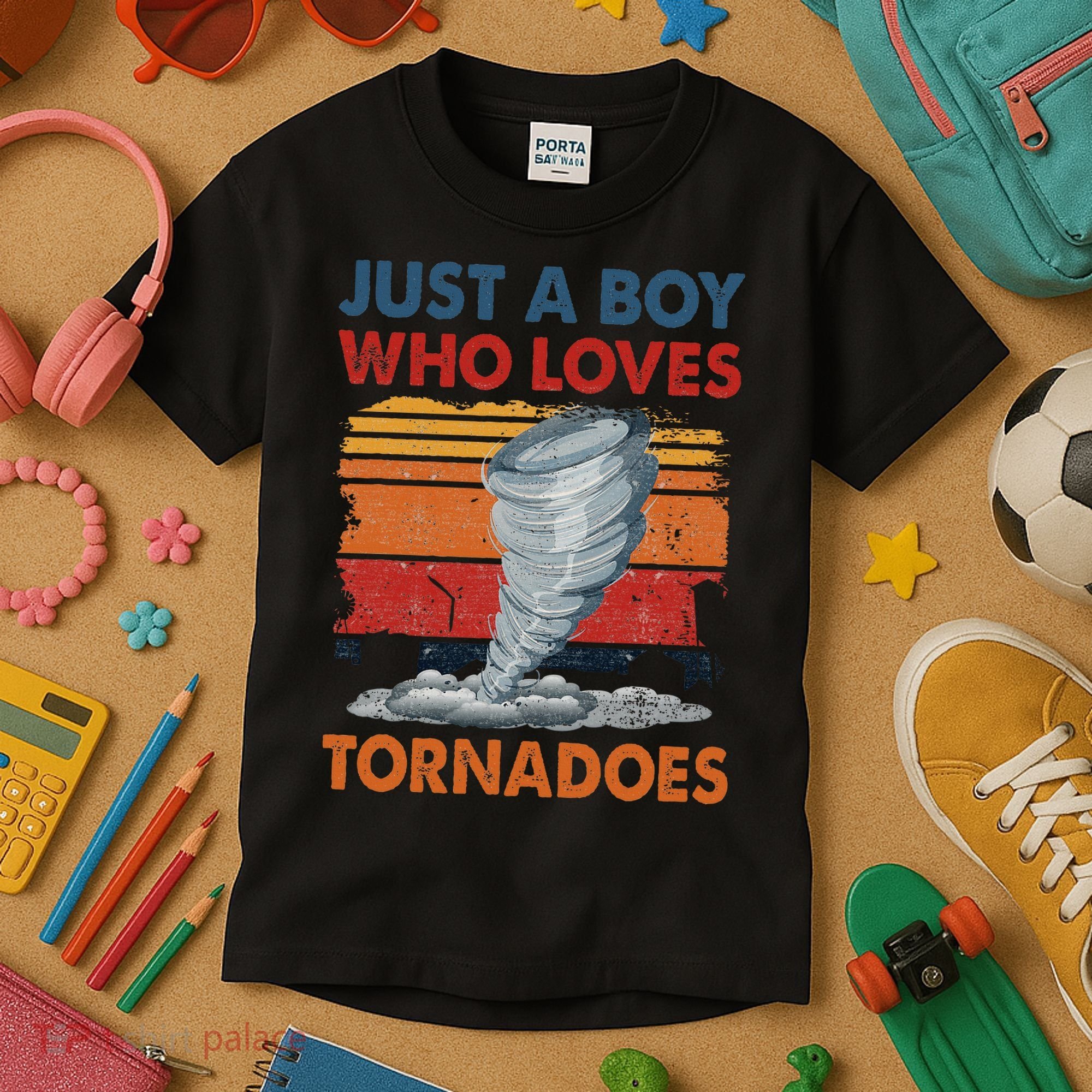 Just A Boy Who Loves Tornado Weather Storm Tornado Chaser Kids T-Shirt