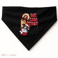 Jesus And Border Collie We Saw That Funny Christmas USA-Made Doggie Bandana thumb 0