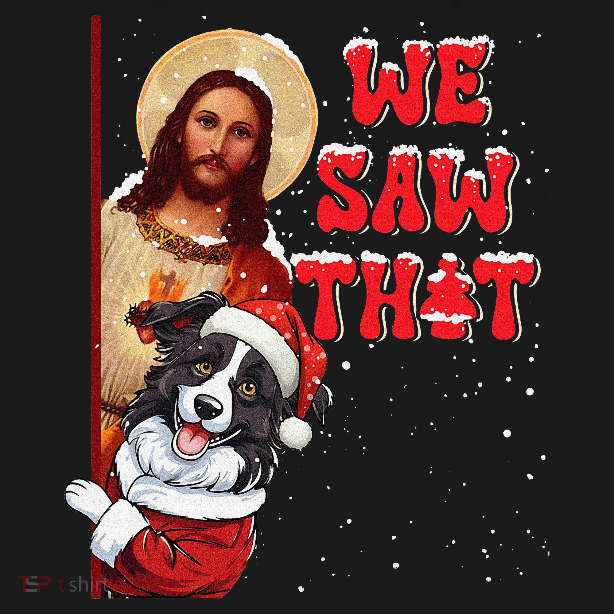 Jesus And Border Collie We Saw That Funny Christmas Women's Tank Top