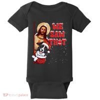 Jesus And Border Collie We Saw That Funny Christmas Baby Bodysuit thumb 0