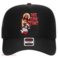 Jesus And Border Collie We Saw That Funny Christmas Hat thumb 0