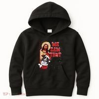 Jesus And Border Collie We Saw That Funny Christmas Kids Hoodie thumb 0