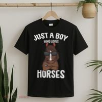 Just A Boy Who Loves Horses Equestrian Horseback Riding T-Shirt thumb 2