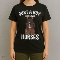 Just A Boy Who Loves Horses Equestrian Horseback Riding T-Shirt thumb 4