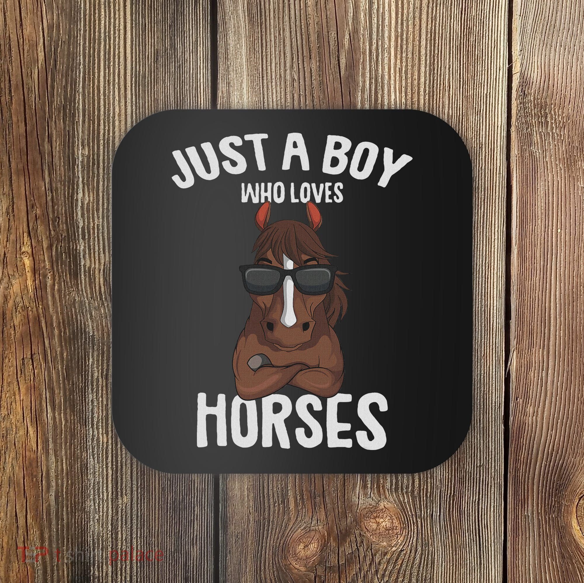 Just A Boy Who Loves Horses Equestrian Horseback Riding Coaster