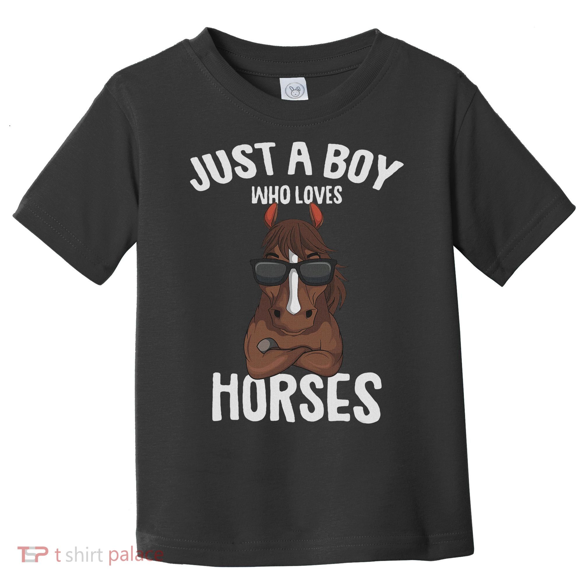 Just A Boy Who Loves Horses Equestrian Horseback Riding Toddler T-Shirt