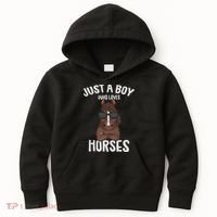 Just A Boy Who Loves Horses Equestrian Horseback Riding Kids Hoodie thumb 0