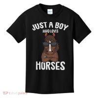 Just A Boy Who Loves Horses Equestrian Horseback Riding Kids T-Shirt thumb 0