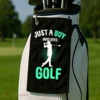 Just A Boy Who Loves Golf Golf Towel thumb 2