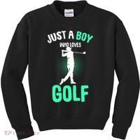 Just A Boy Who Loves Golf Kids Sweatshirt thumb 0