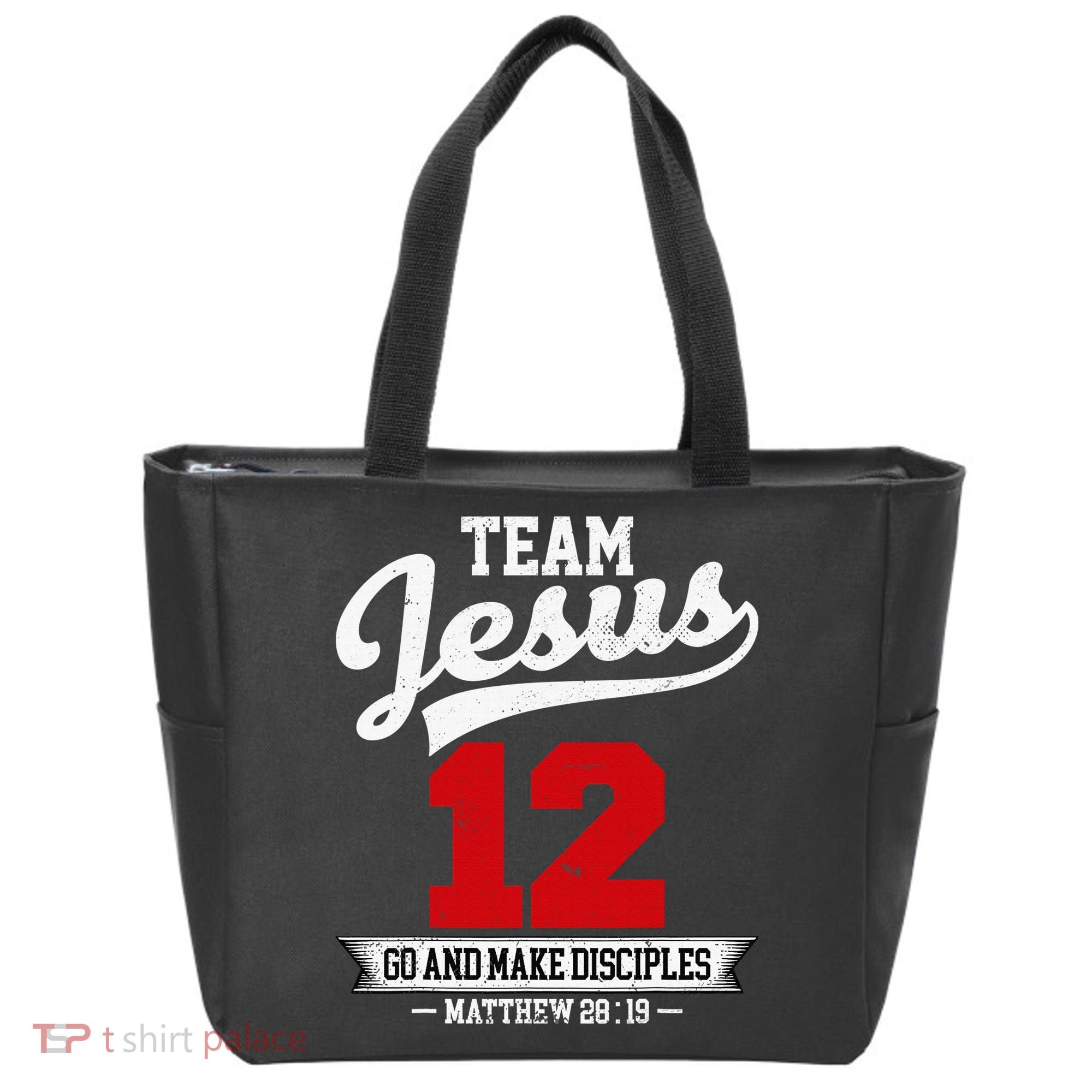 Jesus and Baseball Team Jesus Christian Matthew 2819 Verse Tote Bag
