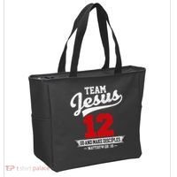 Jesus and Baseball Team Jesus Christian Matthew 2819 Verse Tote Bag thumb 2