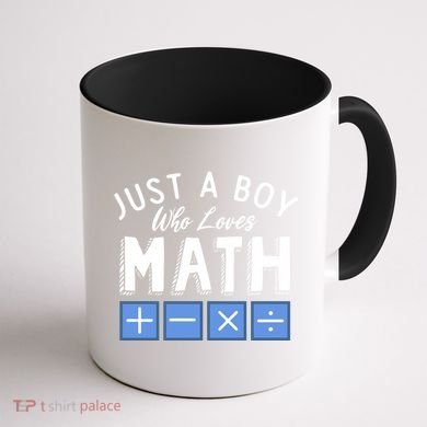 Just A Boy Who Loves Math Algebra Funny Mathematics Coffee Mug back