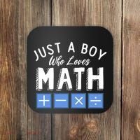 Just A Boy Who Loves Math Algebra Funny Mathematics Coaster thumb 0