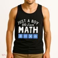 Just A Boy Who Loves Math Algebra Funny Mathematics Tank Top thumb 3