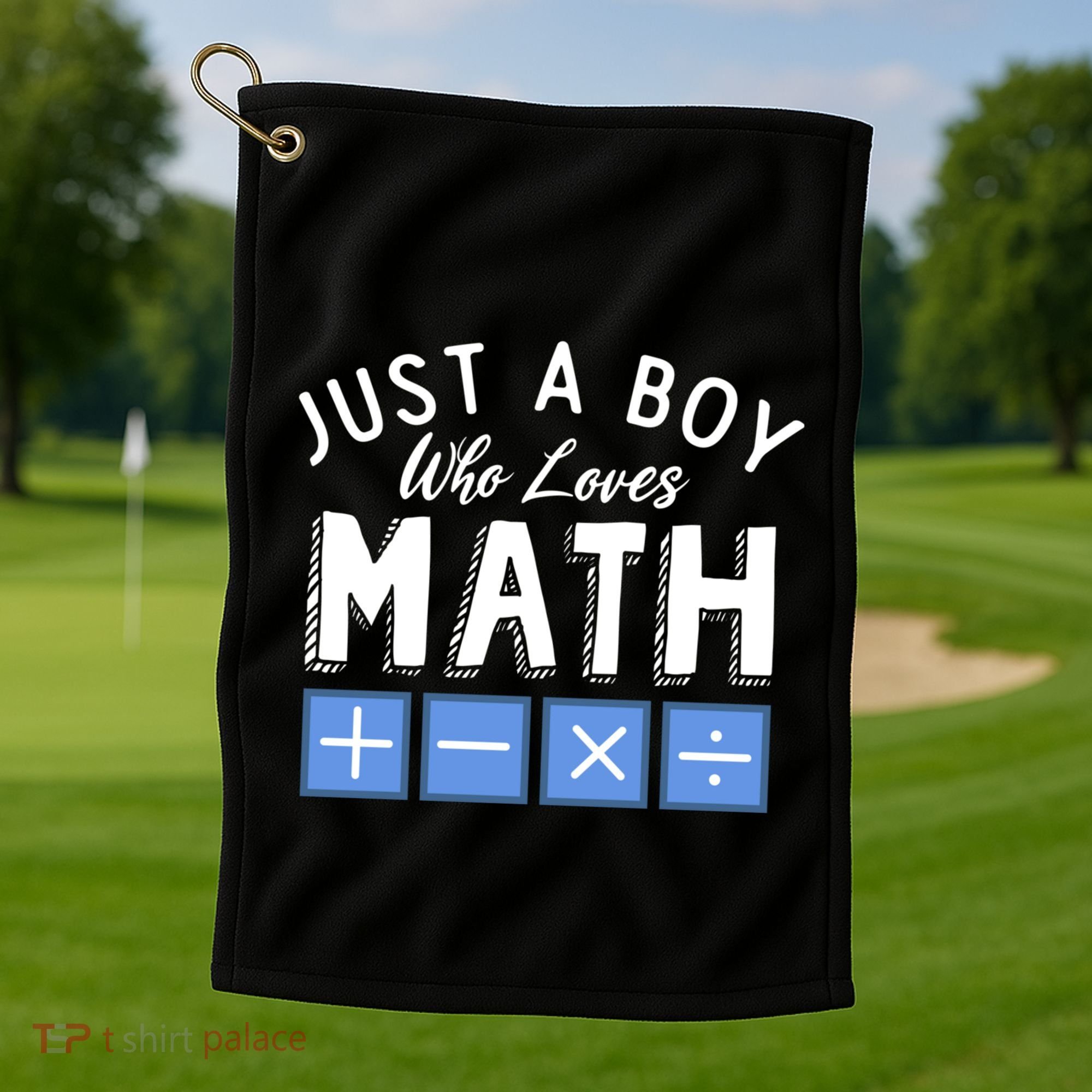 Just A Boy Who Loves Math Algebra Funny Mathematics Golf Towel