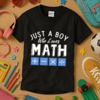 Just A Boy Who Loves Math Algebra Funny Mathematics Kids T-Shirt thumb 3
