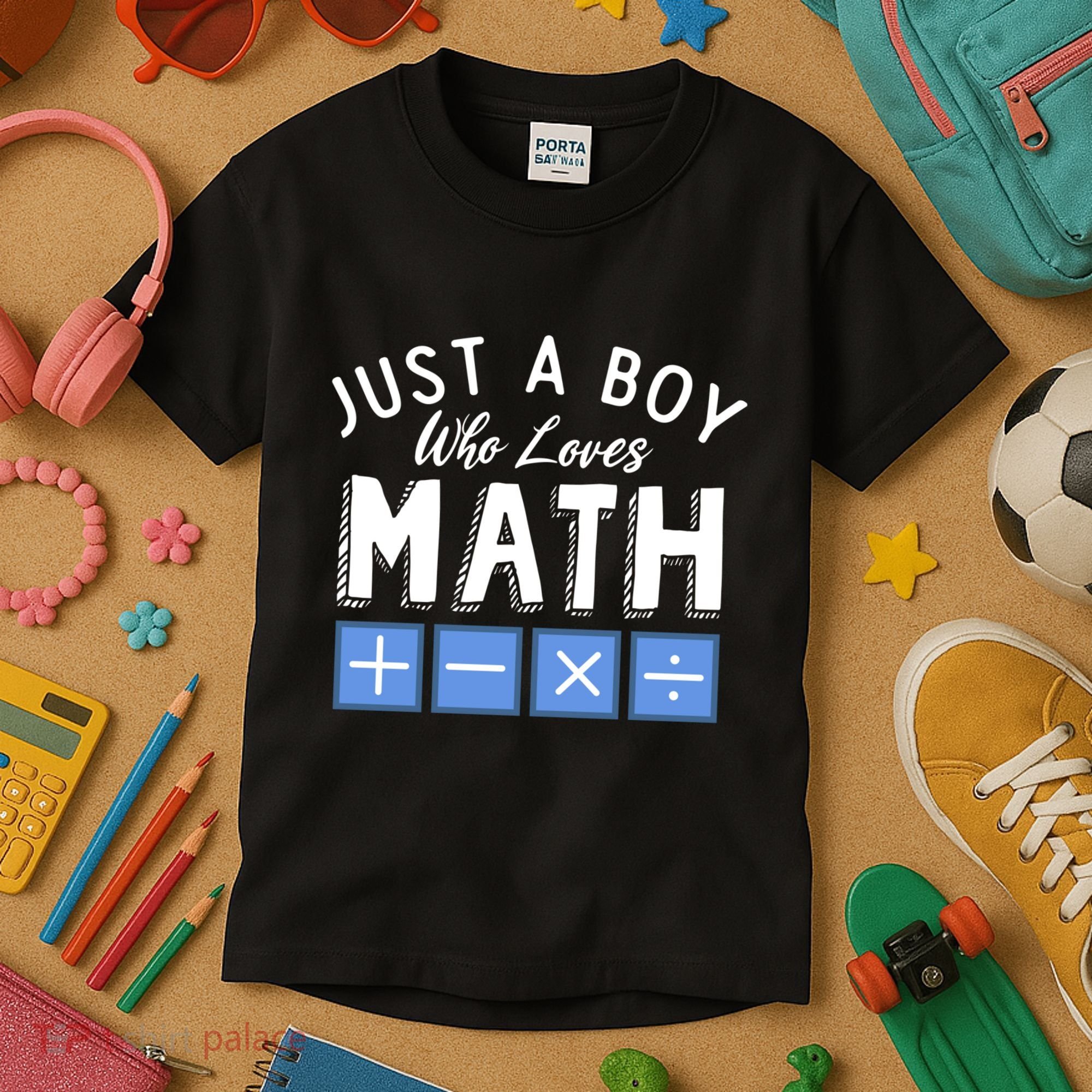 Just A Boy Who Loves Math Algebra Funny Mathematics Kids T-Shirt