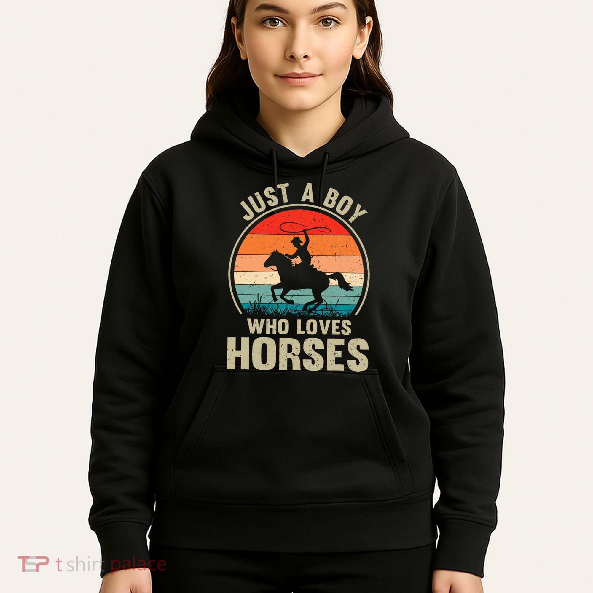 Just A Boy Who Loves Horses Recto Riding Lovers Hoodie