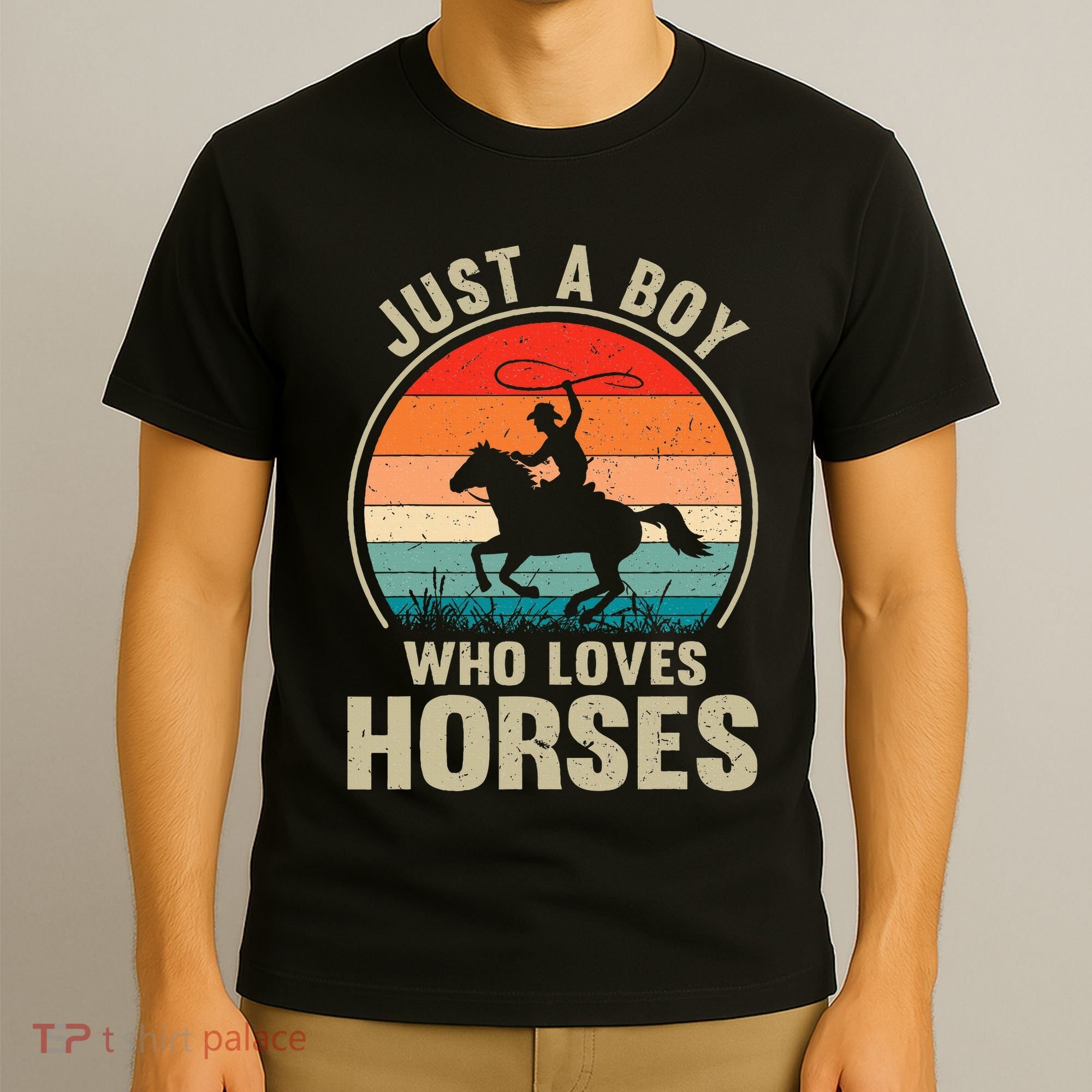 Just A Boy Who Loves Horses Recto Riding Lovers T-Shirt