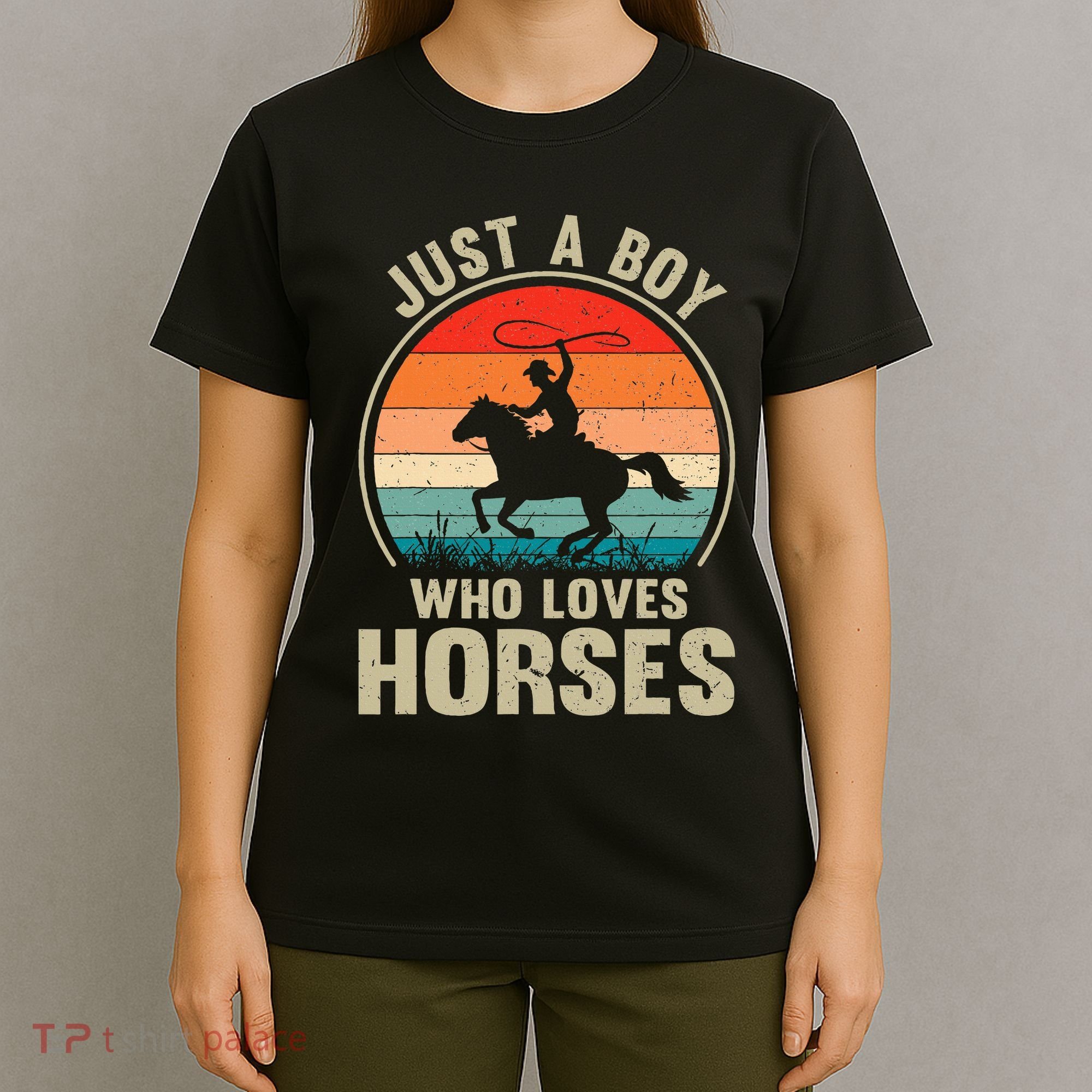 Just A Boy Who Loves Horses Recto Riding Lovers T-Shirt