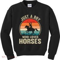 Just A Boy Who Loves Horses Recto Riding Lovers Kids Sweatshirt thumb 0