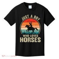 Just A Boy Who Loves Horses Recto Riding Lovers Kids T-Shirt thumb 0