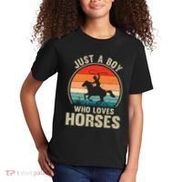 Just A Boy Who Loves Horses Recto Riding Lovers Kids T-Shirt thumb 2