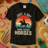 Just A Boy Who Loves Horses Recto Riding Lovers Kids T-Shirt thumb 3