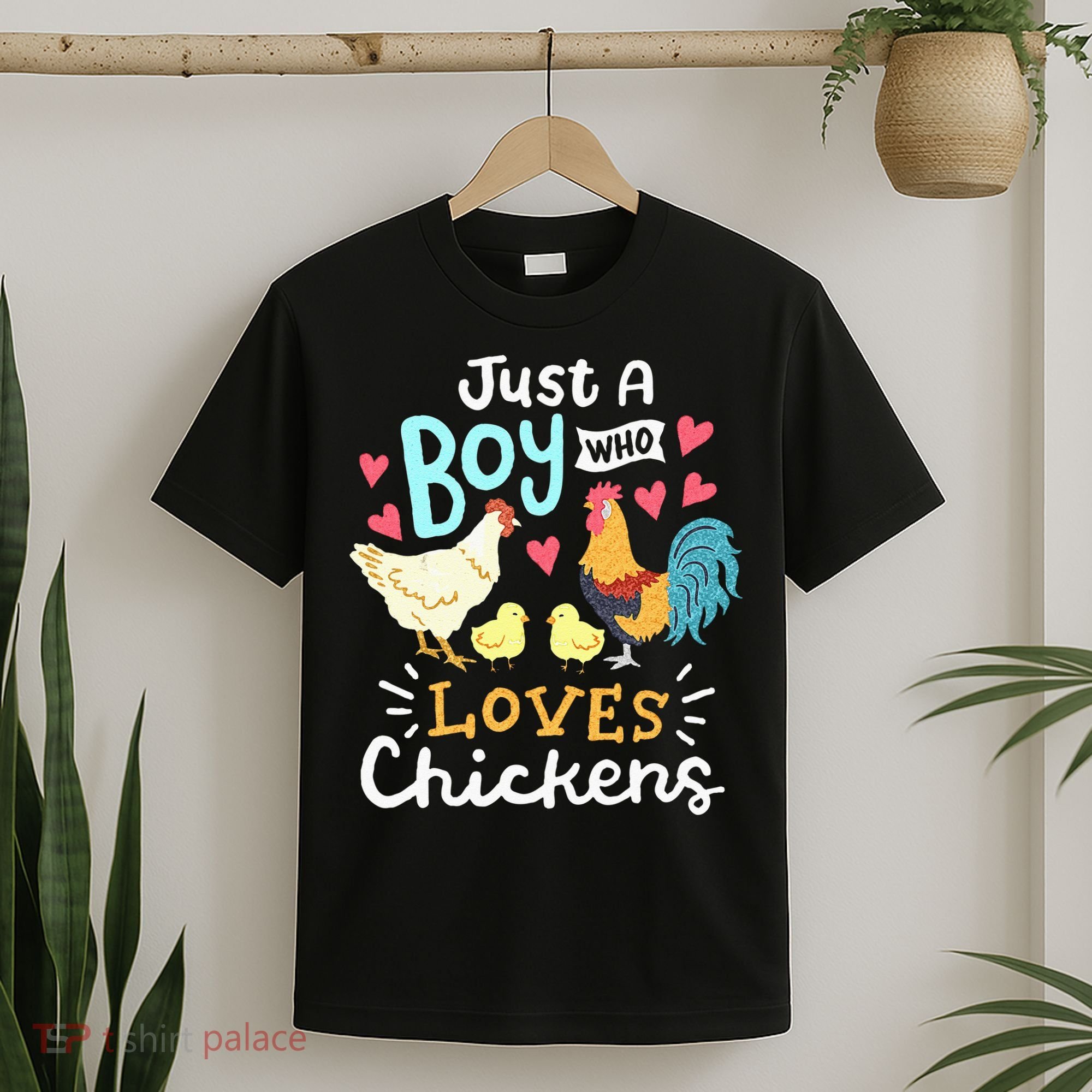Just A Boy Who Loves Chickens Farm Chicken T-Shirt