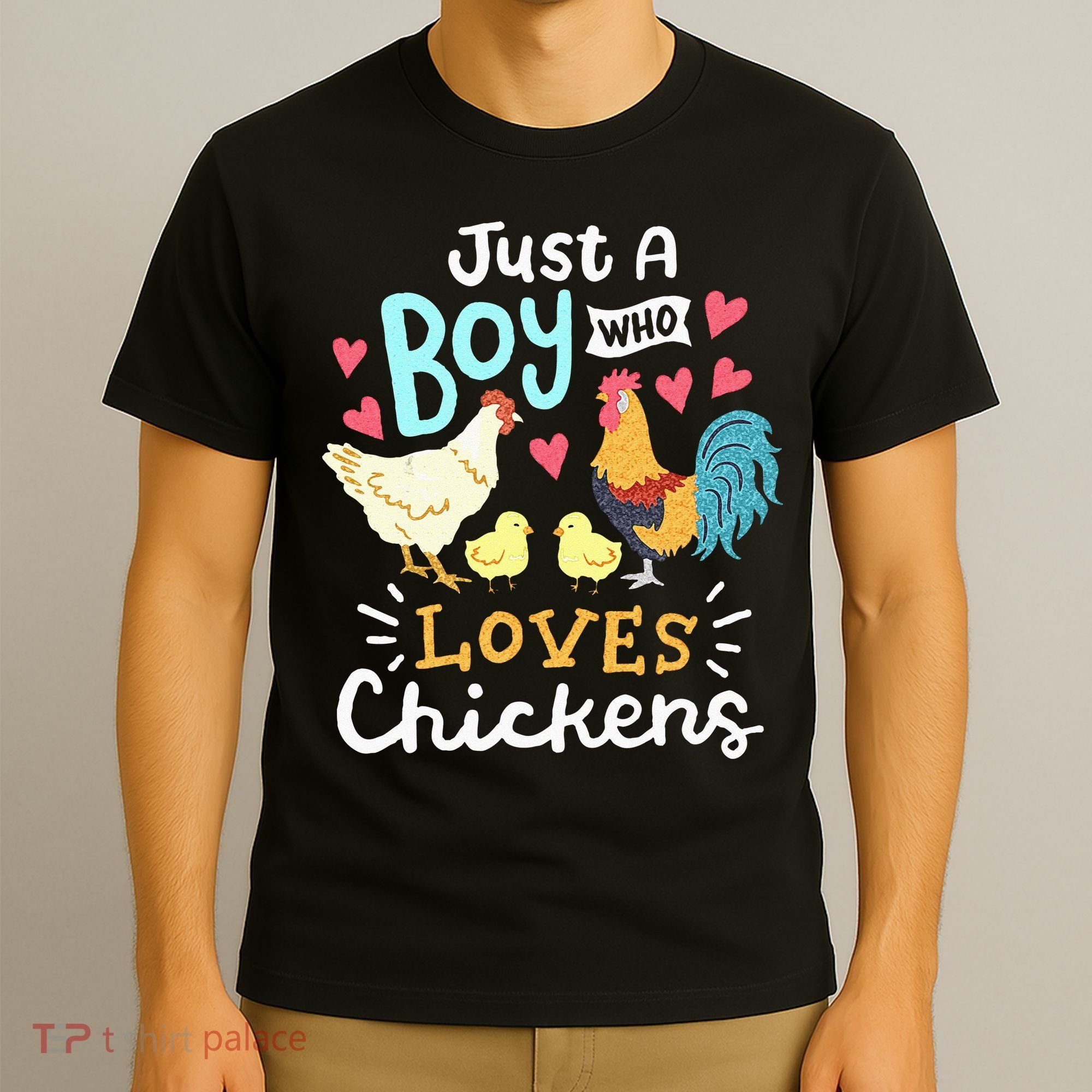 Just A Boy Who Loves Chickens Farm Chicken T-Shirt