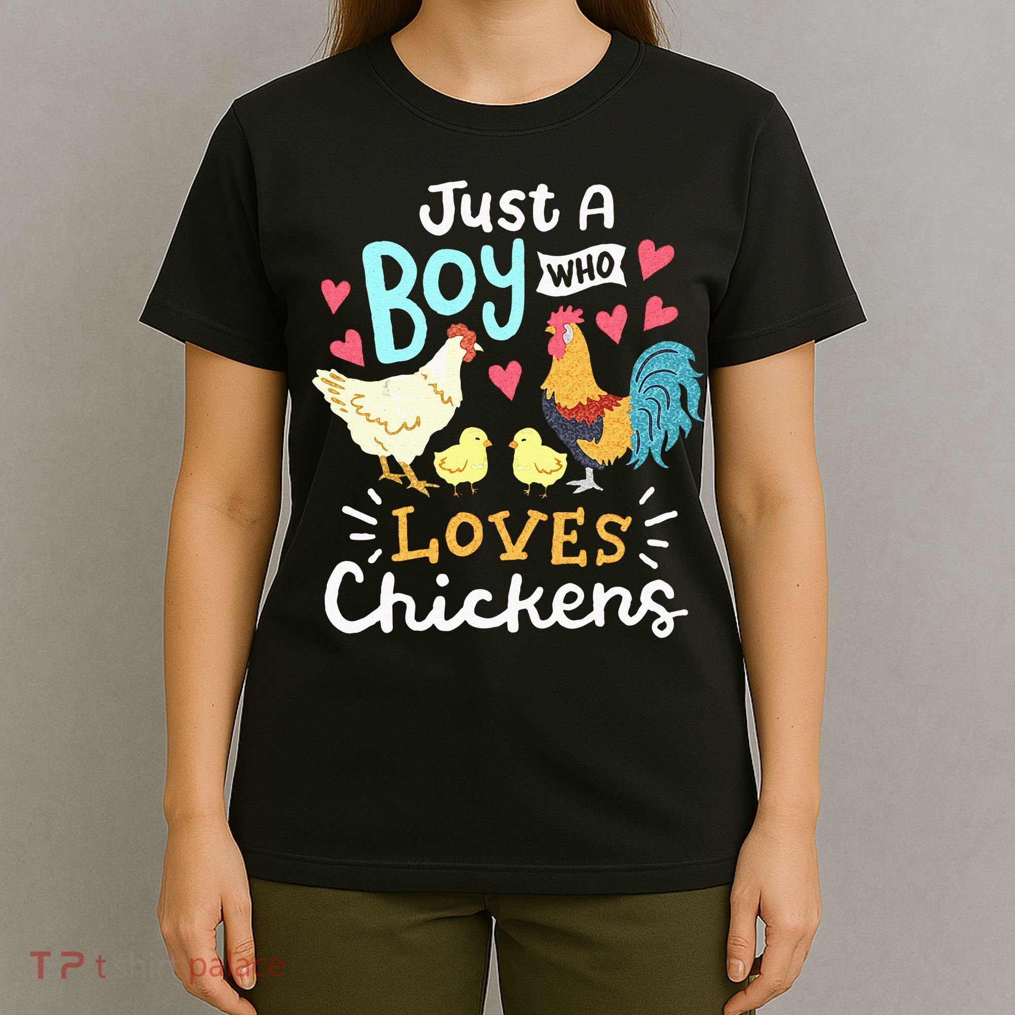 Just A Boy Who Loves Chickens Farm Chicken T-Shirt