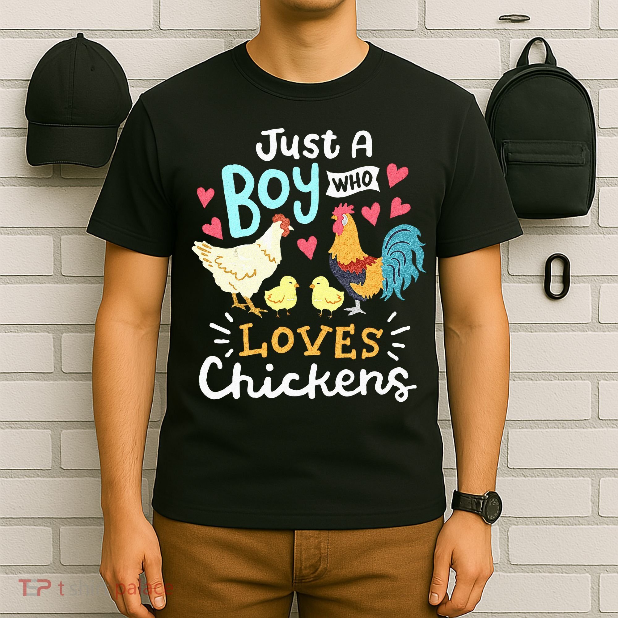 Just A Boy Who Loves Chickens Farm Chicken T-Shirt